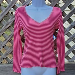 Victoria's Secret Striped Waffle Top